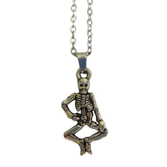 Skeleton Pendant Necklace With 18" Stainless Chain Unisex Gothic Jewelry Gift - Picture 1 of 6